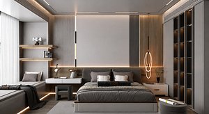 Modern Japandi Luxury Bedroom  Complete Arch-Viz Scene  Bedroom Furniture 3D