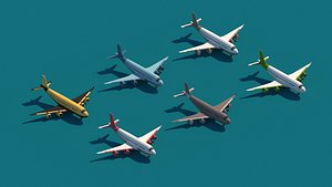 Cartoon Low Poly Airplane Package