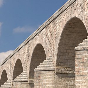 Ancient Two Level Roman Aqueduct 3D model