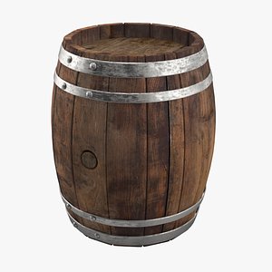 3D old wine barrel