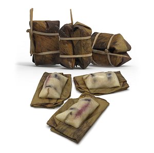 Khao Tom Mat Coconut Sticky Rice with Banana Filling Thai Unwrap 3D model