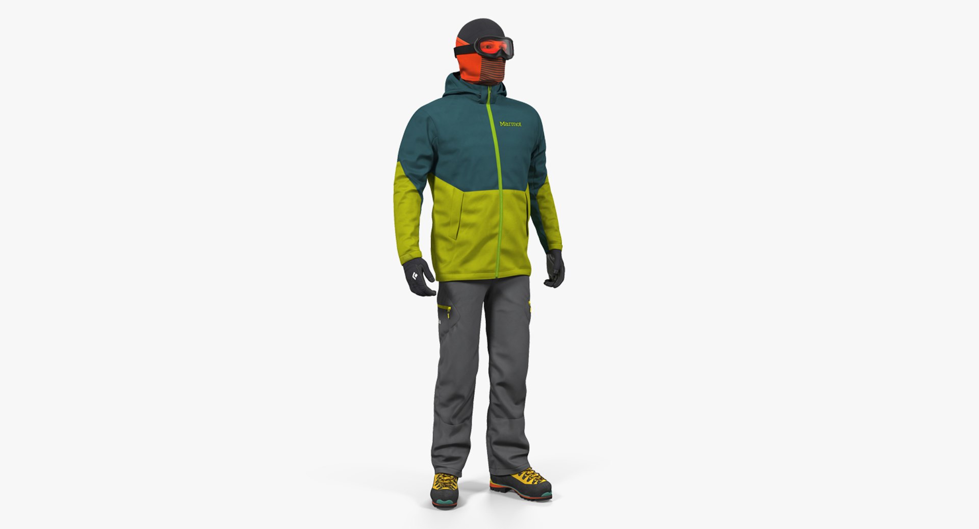 Rock Climber Winter Hiking Gear Standing Pose 3D model preview