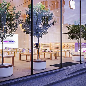 3D Apple Store Interior Exterior Hyper-Realistic