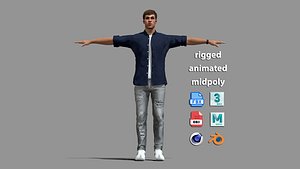 T-Pose Rigged Casual Man 3D model