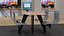 Oval Light Bowling Table with Red Chairs