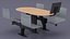 Oval Light Bowling Table with Red Chairs