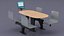 Oval Light Bowling Table with Red Chairs