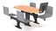 Oval Light Bowling Table with Red Chairs