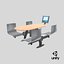 Oval Light Bowling Table with Red Chairs