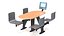 Oval Light Bowling Table with Red Chairs