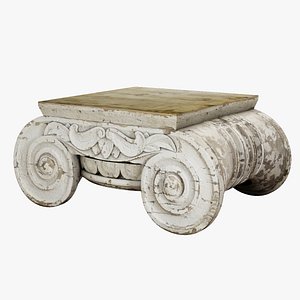 Distressed Ionic Capital Coffee Table