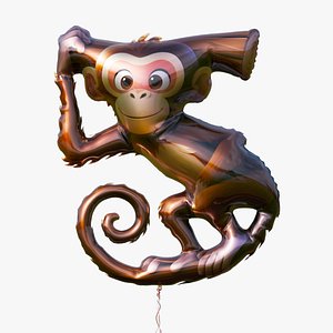 3D Number 5 - monkey shaped foil helium balloon model