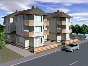3d small apartment building model