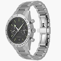 Chronometer Wrist Watch Steel Bracelet Black Dial