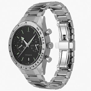 3D model Chronometer Watch Steel Bracelet Black Dial