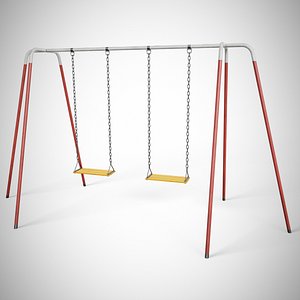 3D Set of 3 Painted Playground Swings