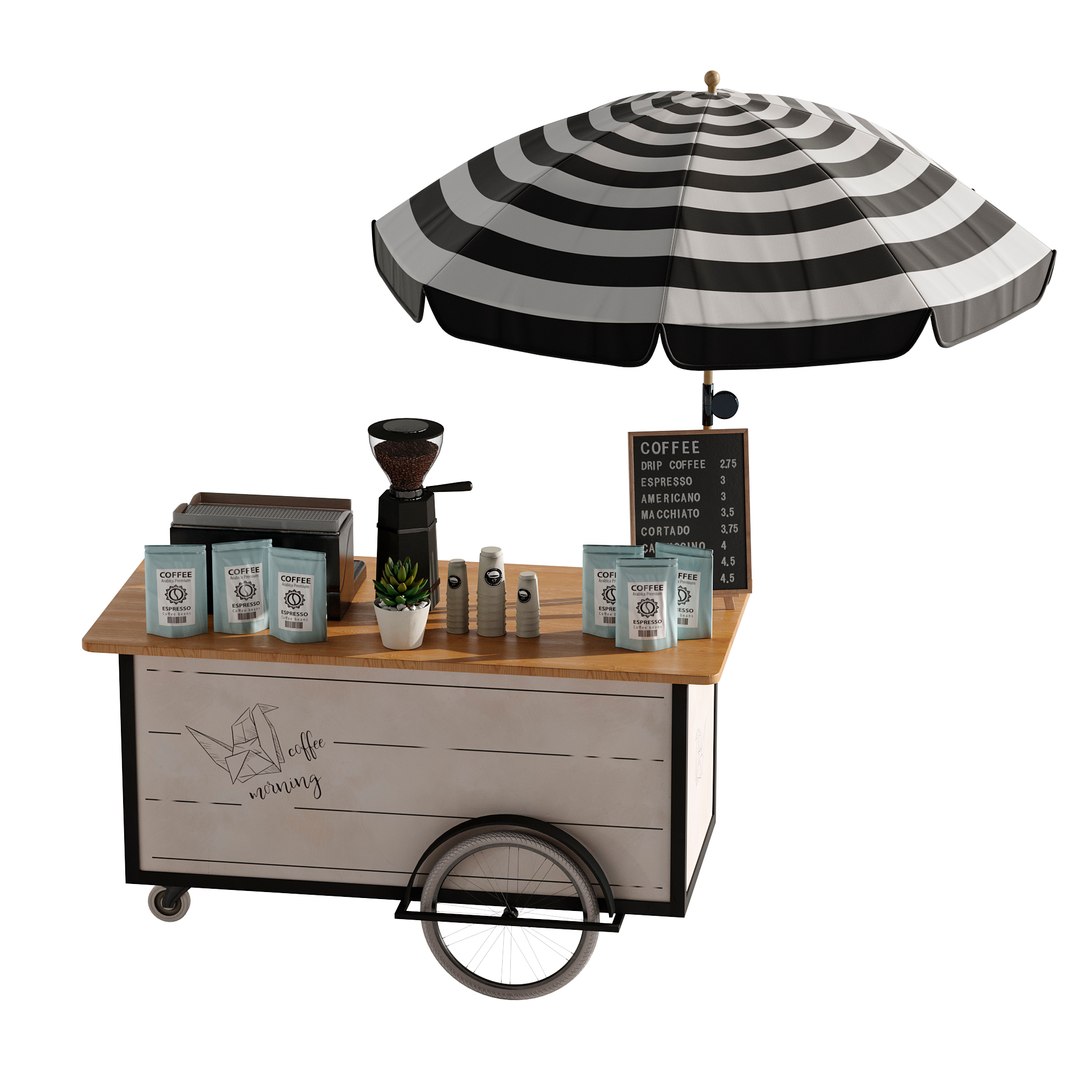 3D Mini Coffee Cart Set 5 Model TurboSquid 2159182