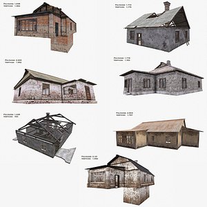 set old houses 3D model