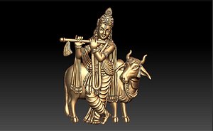 3D KIRSHNA WITH COW PENDENT model