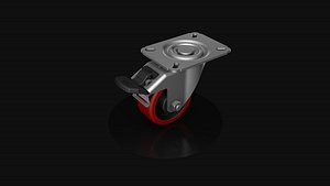Industrial swivel wheel with brake 3D
