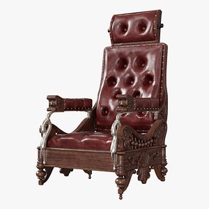 3D model Vintage Steampunk Chair with Padded Leather