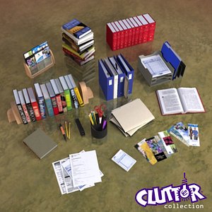 3d model book store clutter