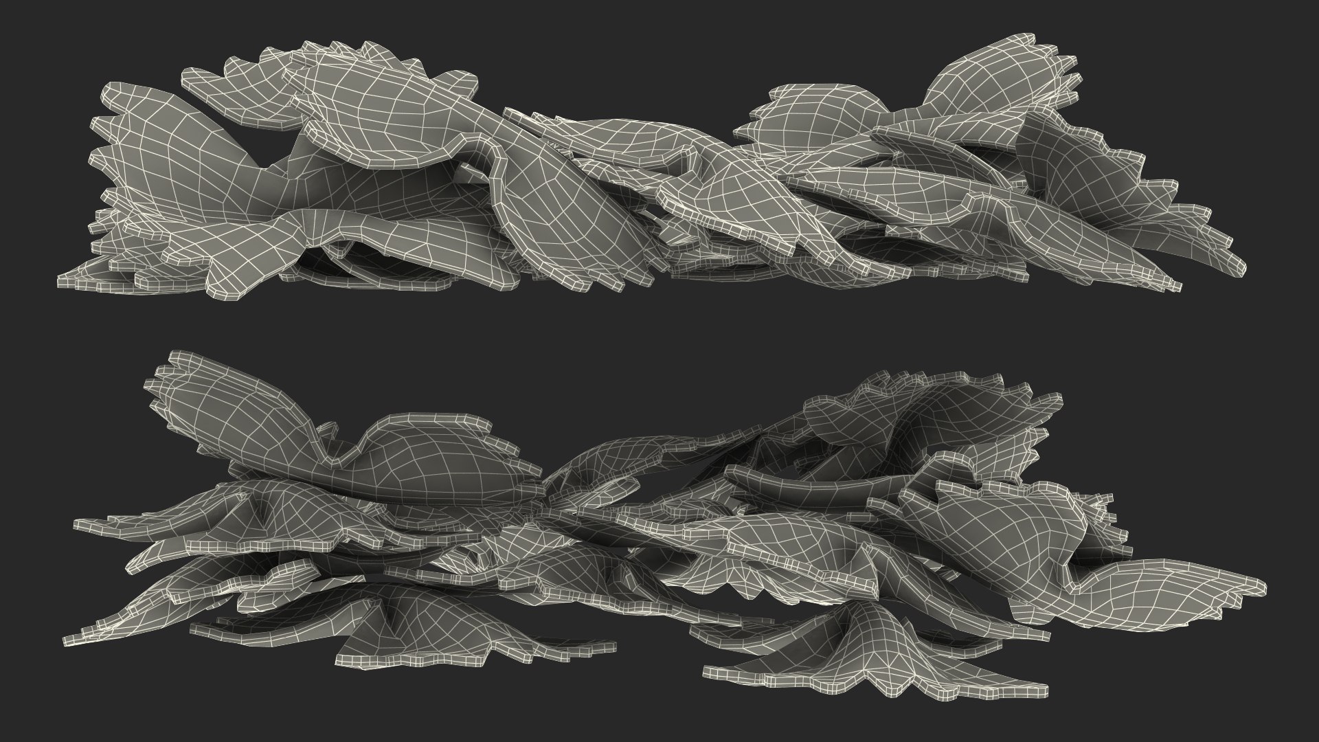 3D farfalle pasta model https://p.turbosquid.com/ts-thumb/w7/RaM9Pe/1Z7mm0eo/farfallepasta3dsmodel020/jpg/1581530607/1920x1080/fit_q87/10ecb24ab85e0182895cfccd125838dda8b76c98/farfallepasta3dsmodel020.jpg