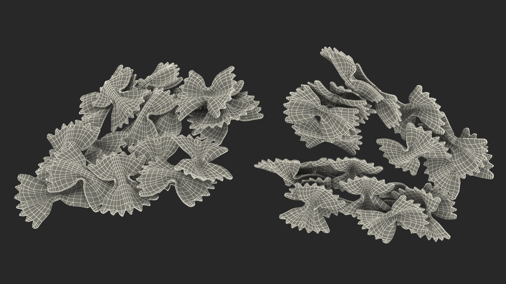 3D farfalle pasta model https://p.turbosquid.com/ts-thumb/w7/RaM9Pe/ERUihXAl/farfallepasta3dsmodel019/jpg/1581530601/1920x1080/fit_q87/2bc1d1a6c435095c20e03392f3a54acf24040a4e/farfallepasta3dsmodel019.jpg