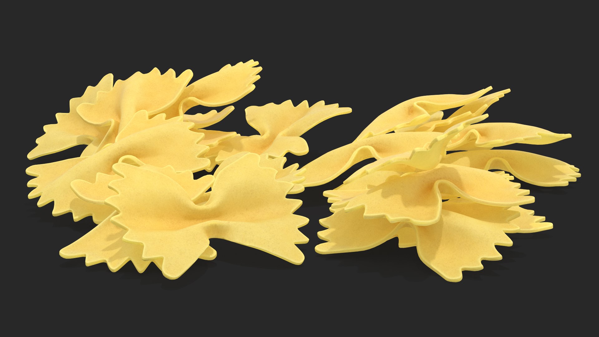3D farfalle pasta model https://p.turbosquid.com/ts-thumb/w7/RaM9Pe/sxjjvMcV/farfallepasta3dsmodel003/jpg/1581530497/1920x1080/fit_q87/09ce691238c354351796a213513c12c9c2cbc813/farfallepasta3dsmodel003.jpg