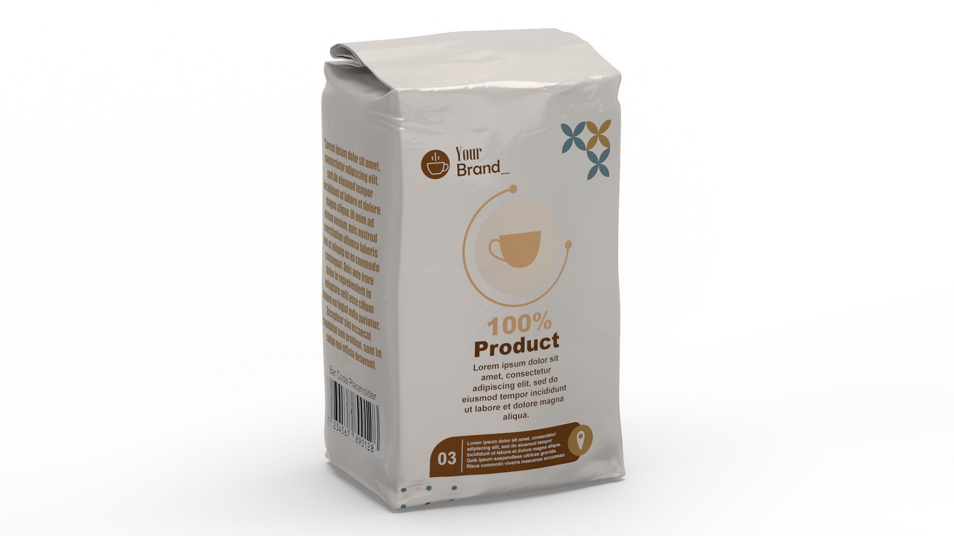 Foil Package 2lb Mockup Beige 3D model preview