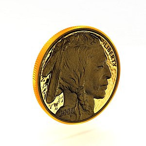 3D American Buffalo 10 Dollar quarter ounce proof coin 2008
