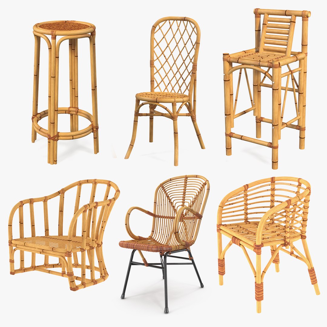 Bamboo Chairs Collection 3 3D model preview