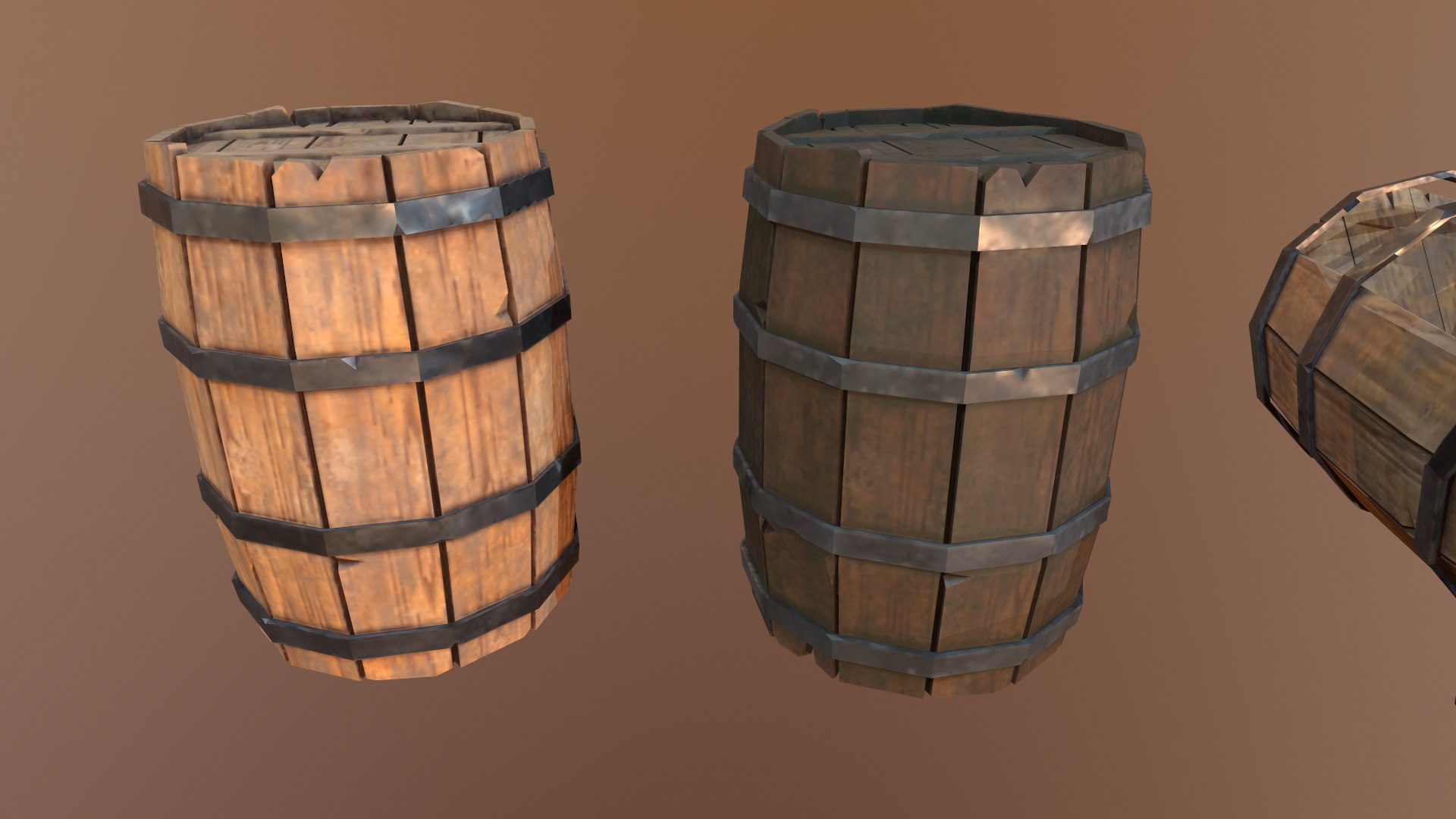 Collection of various wooden barrel Low-poly 3D model https://p.turbosquid.com/ts-thumb/w7/lrJb2O/1N/screenshot002/png/1622377765/1920x1080/fit_q87/56050918f84812933c91b378d09760f26fc0afc1/screenshot002.jpg