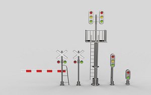 railway signals 3D model 3D