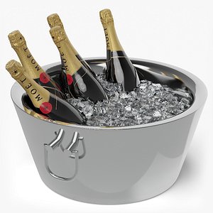 Moet Champagne Bottles in Ice Bucket