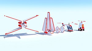collection air spaceships Stylized Low-poly