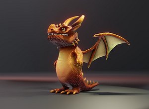 Cartoon Bronze Dragon Low-poly 3D Model 3D