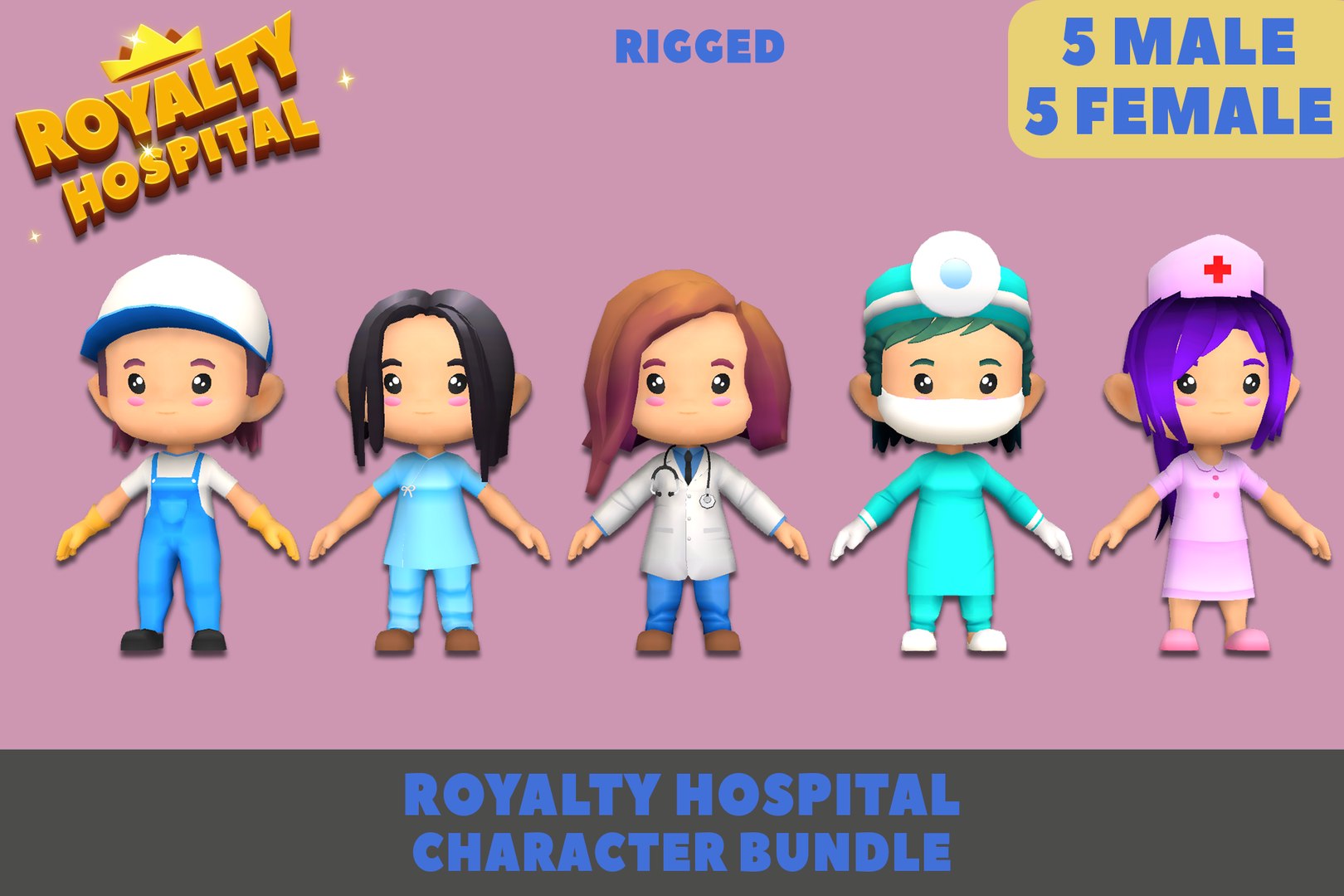 3D Royalty Hospital Stylized Characters Bundle - TurboSquid 2277175