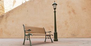 Urban Vintage Park Bench Metal Light Post Pole Bundle