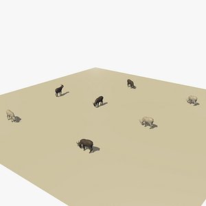 Animated Herd of 7 Goats Eating