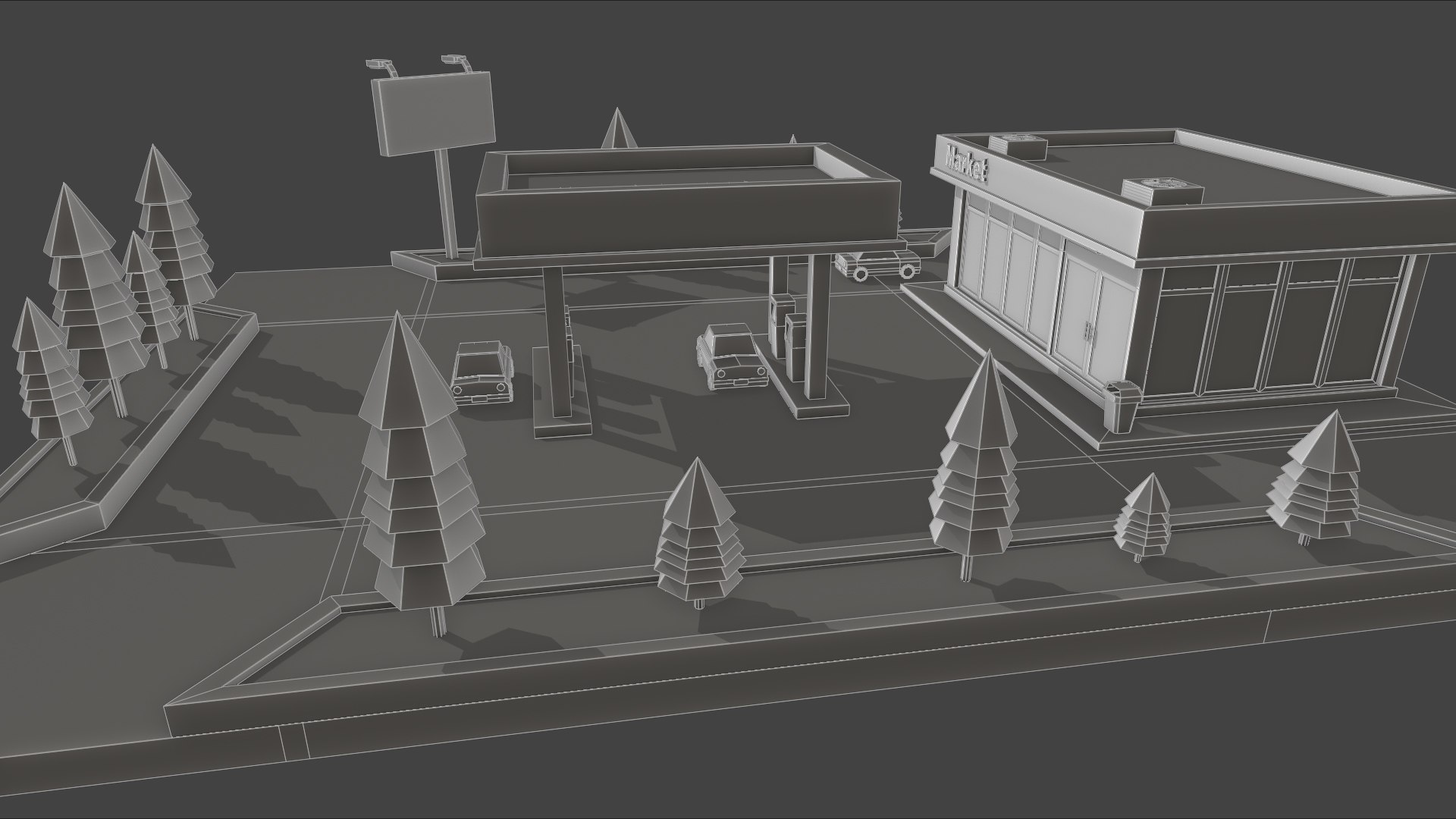 Low Poly Gas Station 3D model https://p.turbosquid.com/ts-thumb/w8/RNvGYn/FB/gas_statio_wire03/jpg/1732391763/1920x1080/fit_q87/bebd7b84e09ad929aa200e1f585d27b79b701e45/gas_statio_wire03.jpg