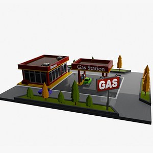 Low Poly Gas Station 3D model