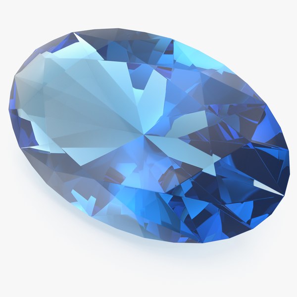 Oval Cut Blue Topaz 3D