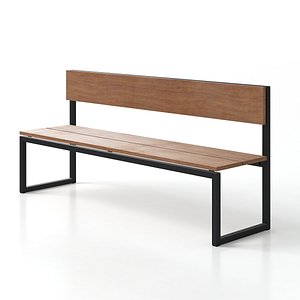 Wood and Metal Bench 3D model
