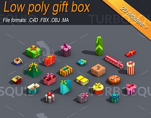 3D Low Poly Gift Box Isometric