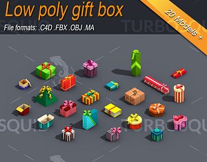 Low Poly 3d  Art Gift Box Isometric