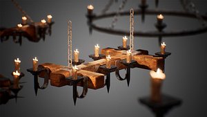 3D Medieval Chandeliers 12 Assets