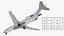 3D Trijet Passenger Aircraft on Gear White Rigged model