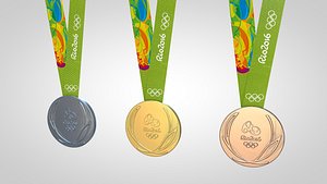 rio 2016 medals 3d c4d