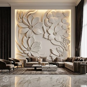 3D CNC STL Relief Panel Classic Floral Art Carving File 265